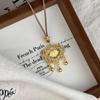 Gold Sand Filigree Ruyi Peace Lock Pendant Necklace - Women's Simulated Gold Accessory