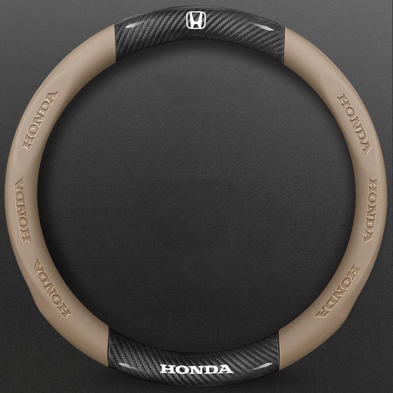 Car Carbon Fiber Leather Steering Wheel Cover For Honda Civic Fk7 Fit Fk2 Mugen Fk8 Type R Accord Crv Hrv Brv City Jazz Insight TV7
