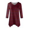 Women's Fashion Casual V-neck Striped Printed Seven-point Sleeve Shirt Belted Loose Comfortable Top