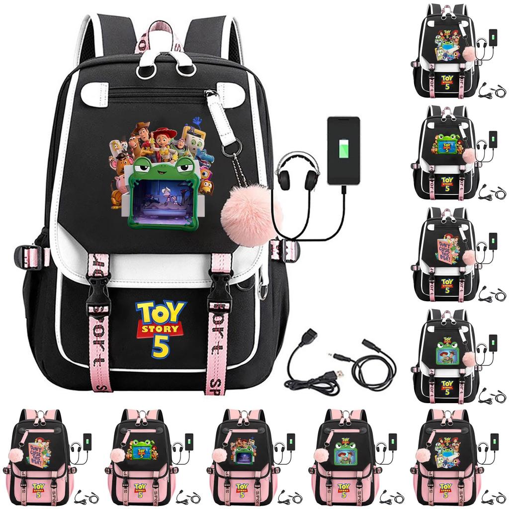 Toy Story 5 Printed Canvas Backpack With Breathable Design For Middle School Students And Travel