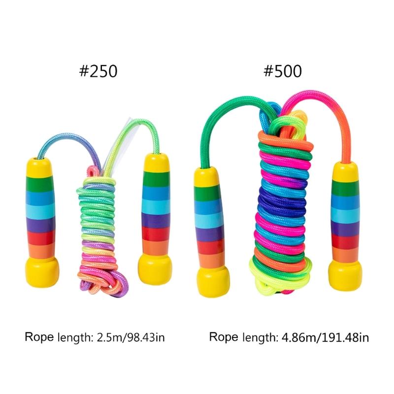 Skipping Rope, Kid Jump Rope for Children Wood Handle Woven Cotton Jumpings Rope