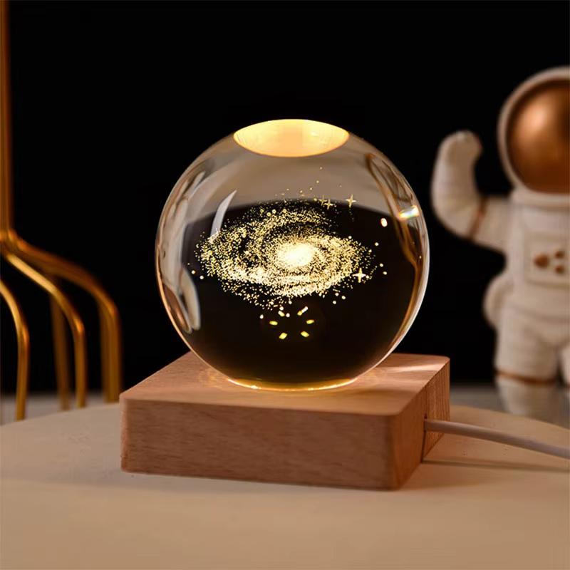 Xiaomi 1PCS 6/8/10CM Square LED Luminous Solid Wood Base DIY Crystal Ball Night Lamp Base Rubber Wood USB  Plug-In With Switch Ornament