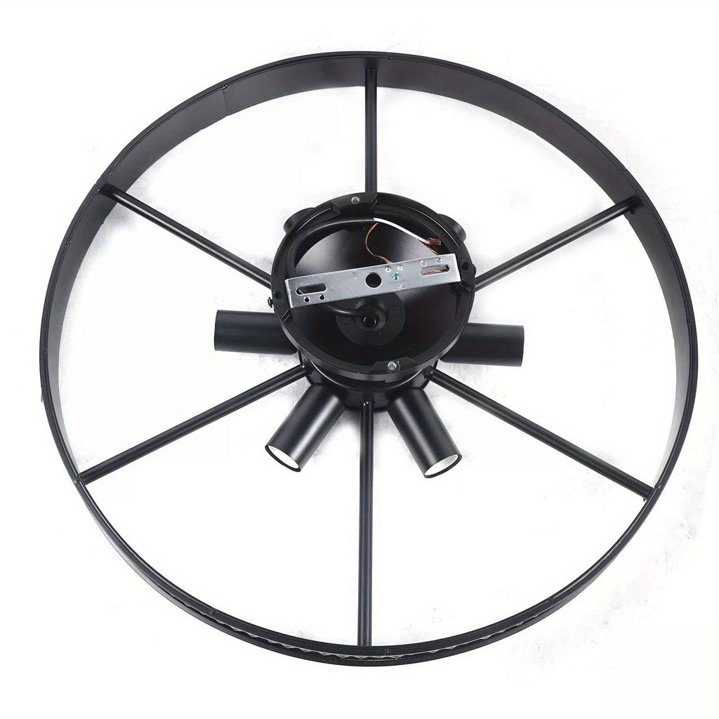Industrial Style Carriage Wheel Chandelier for Kitchen or Bar Ceiling Lighting