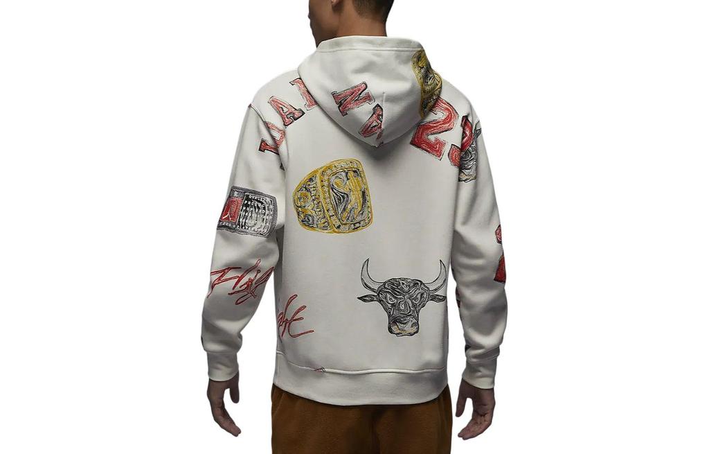 Jordan Brooklyn All Over Print Hooded Fleece Lined Casual Long Sleeved