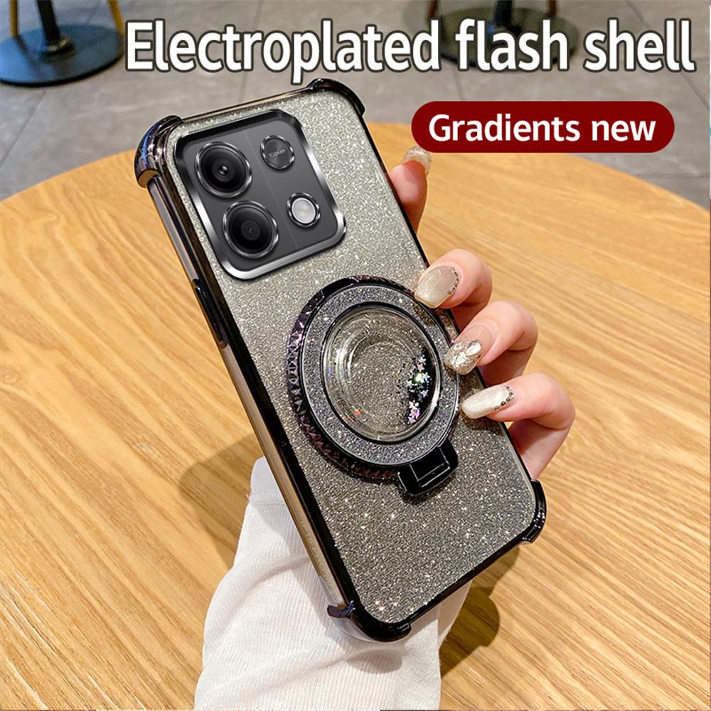 Coque de luxe à paillettes de sable mouvant avec support magnétique pour Xiaomi Redmi Note 13 Pro 4G 5G 13Pro 12Pro 11S 10S 9S 9 Pro 13C 12C 10C