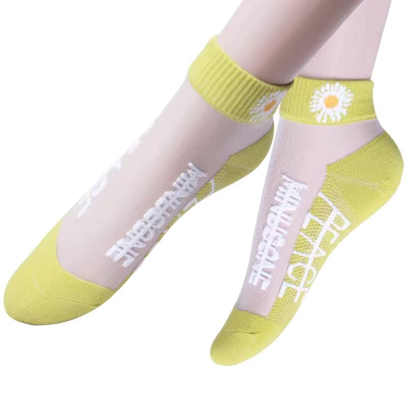 1 Pair Women's Floral Print Short Socks Breathable Socks for Summer