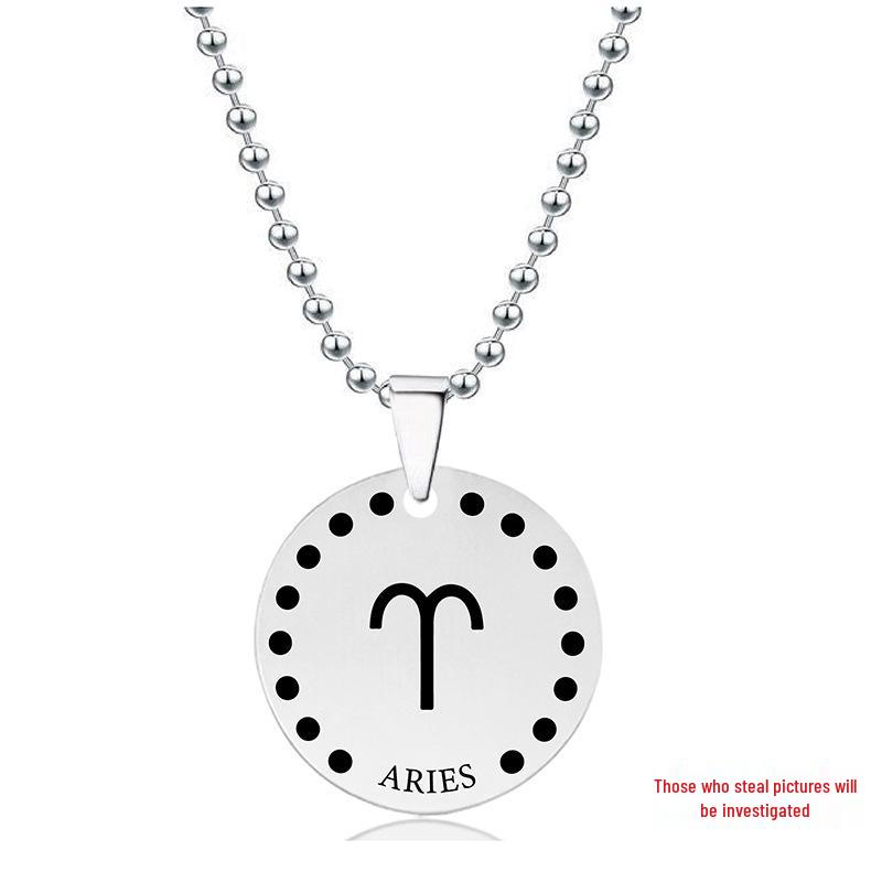 Engraved Twelve Constellations Stainless Steel Pendant Necklace - Christmas Gift