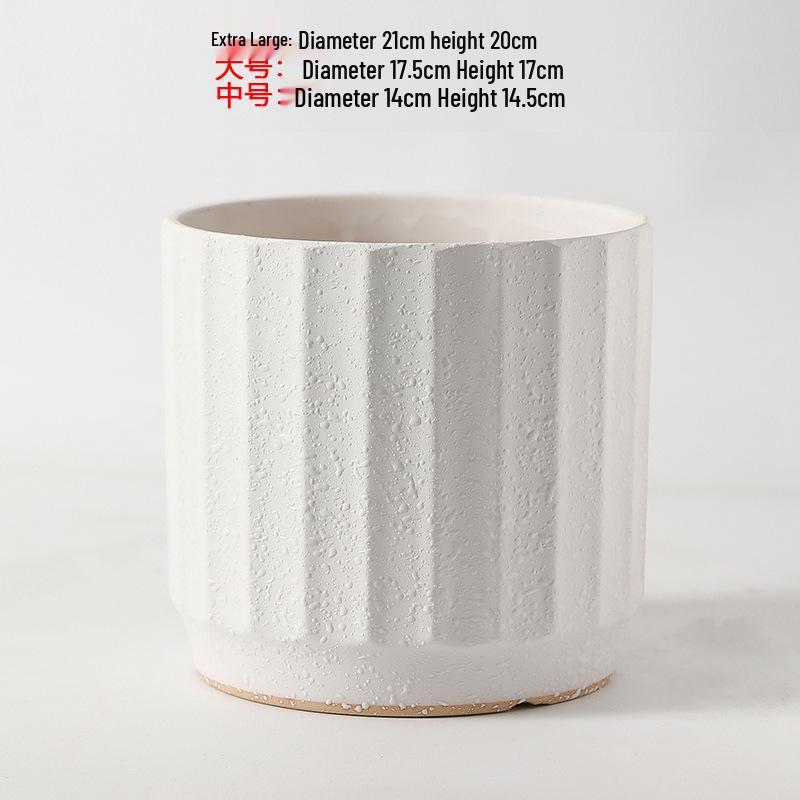 Large White Nordic Ceramic Pot - Tiger-Patterned Luxury Orchid Vase