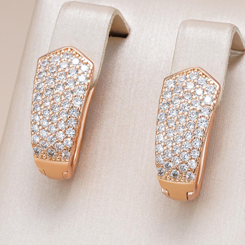 Rose Gold Color English Earrings For Women Full Shiny Natural Zircon Accessories Wedding Jewelry Valentines Gifts