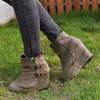 Women'S Wedge Heeled Thick Soled Tower Short Boots Fashionable Casual Suede Round Toed Outdoor Fashion Women'S Boots With Heels