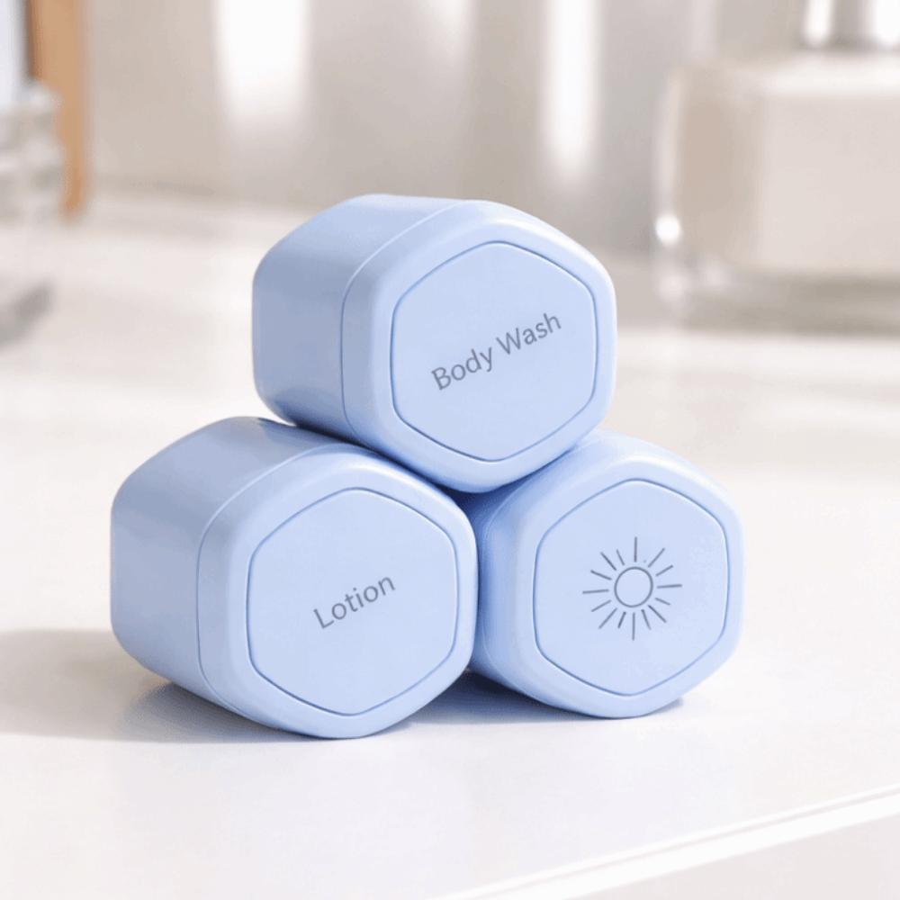 3PCS Hexagonal Magnetic Absorption Container Leak-Proof Stacking Dispenser Skincare Storage