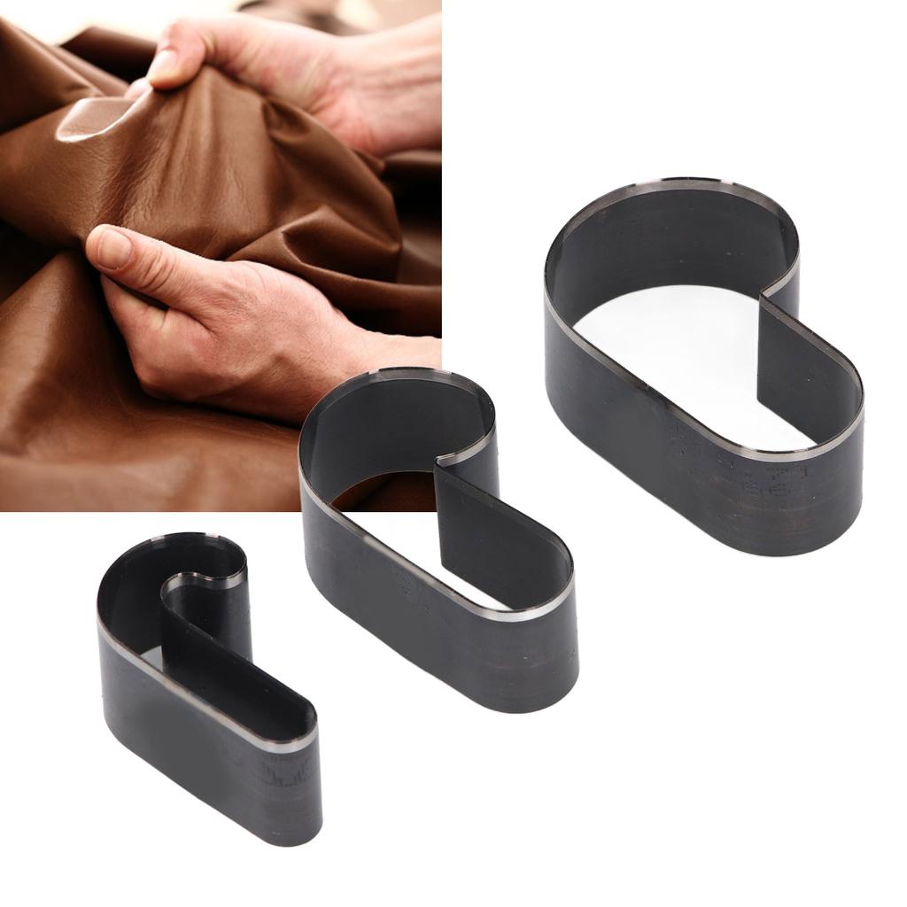 3PCS Hollow Punch Cutter Cane Shaped Die Cutting Set Alloy Steel Punching Die Set for Leather Crafts 72