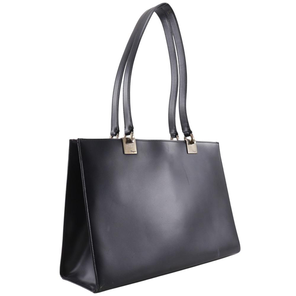 Salvatore Ferragamo Gancini Tote Bag BP-21 0137 black Calfskin Women Used