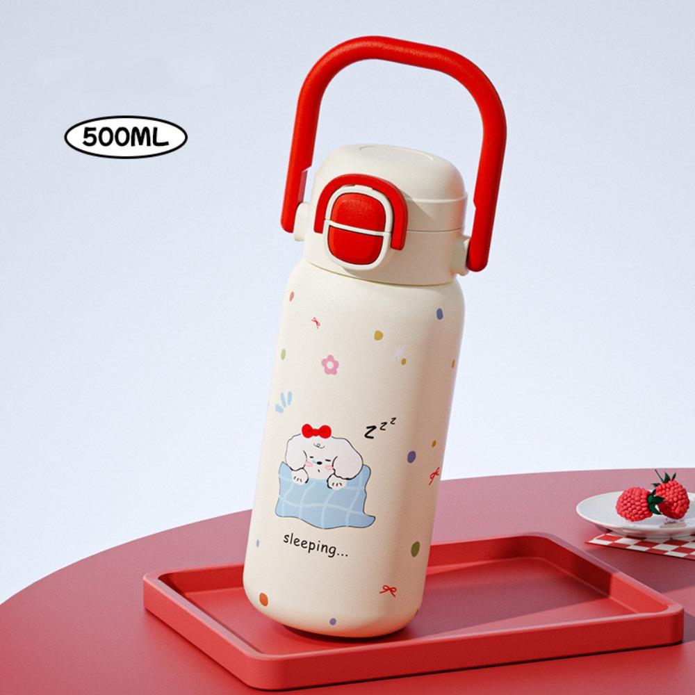 

New 500ml Vacuum Cup Cartoon Stainless Steel Thermal Bottle With Handle Large Capacity Drinkware Birthday Gift 50ml