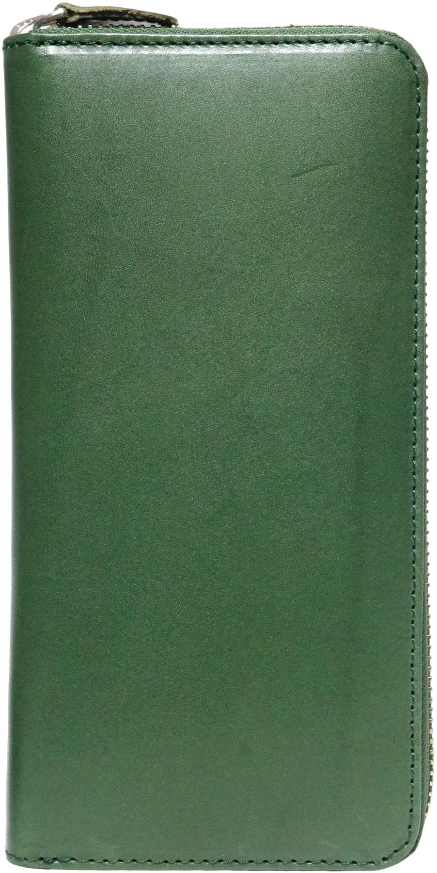 

Bercute Green Tochigi Leather Long Wallet for Men and Women, Himeji Leather Wallet, Made in Japan, Genuine Leather, Round Zipper, Slim, Large