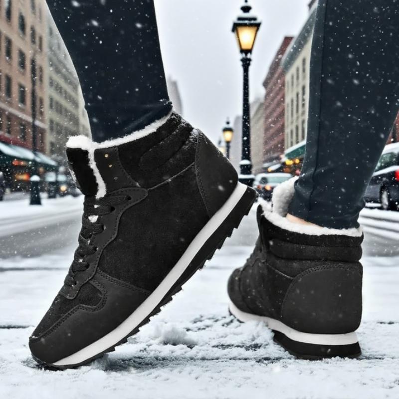 Women's Fashion Winter Boots Plush Lined High Top Design Anti Slip Rubber Outsole Snow Sneakers  New Soft Winter Ankle Boots