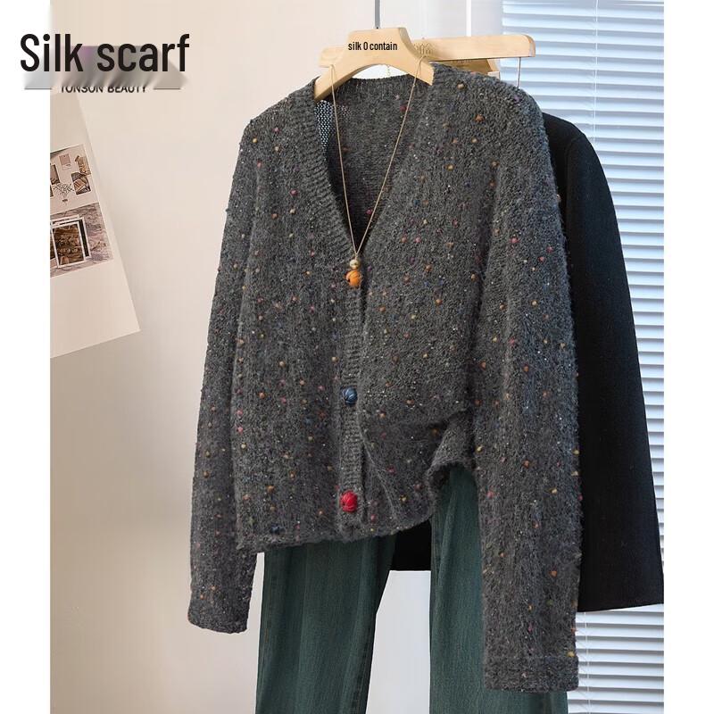 

Women s V-Neck Loose-Fit Long-Sleeve Knit Top One Size