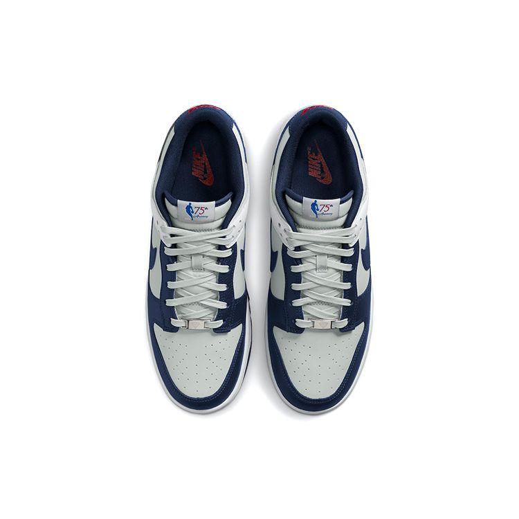 NBA X Nike Dunk Low EMB 75th Anniversary - Nets Unisex Sneakers White Grey-Fog Blue-Void DD3363-001