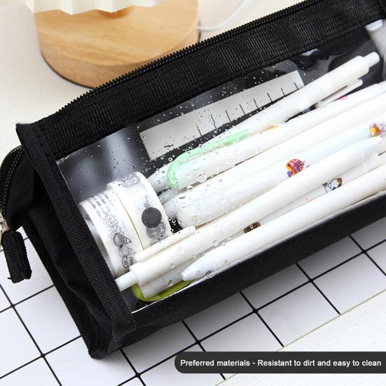 Estojo de Lápis de Malha Transparente para Alunos do Ensino Médio Grande Capacidade Bolsa de Lápis Multicamada com Compartimentos de Malha