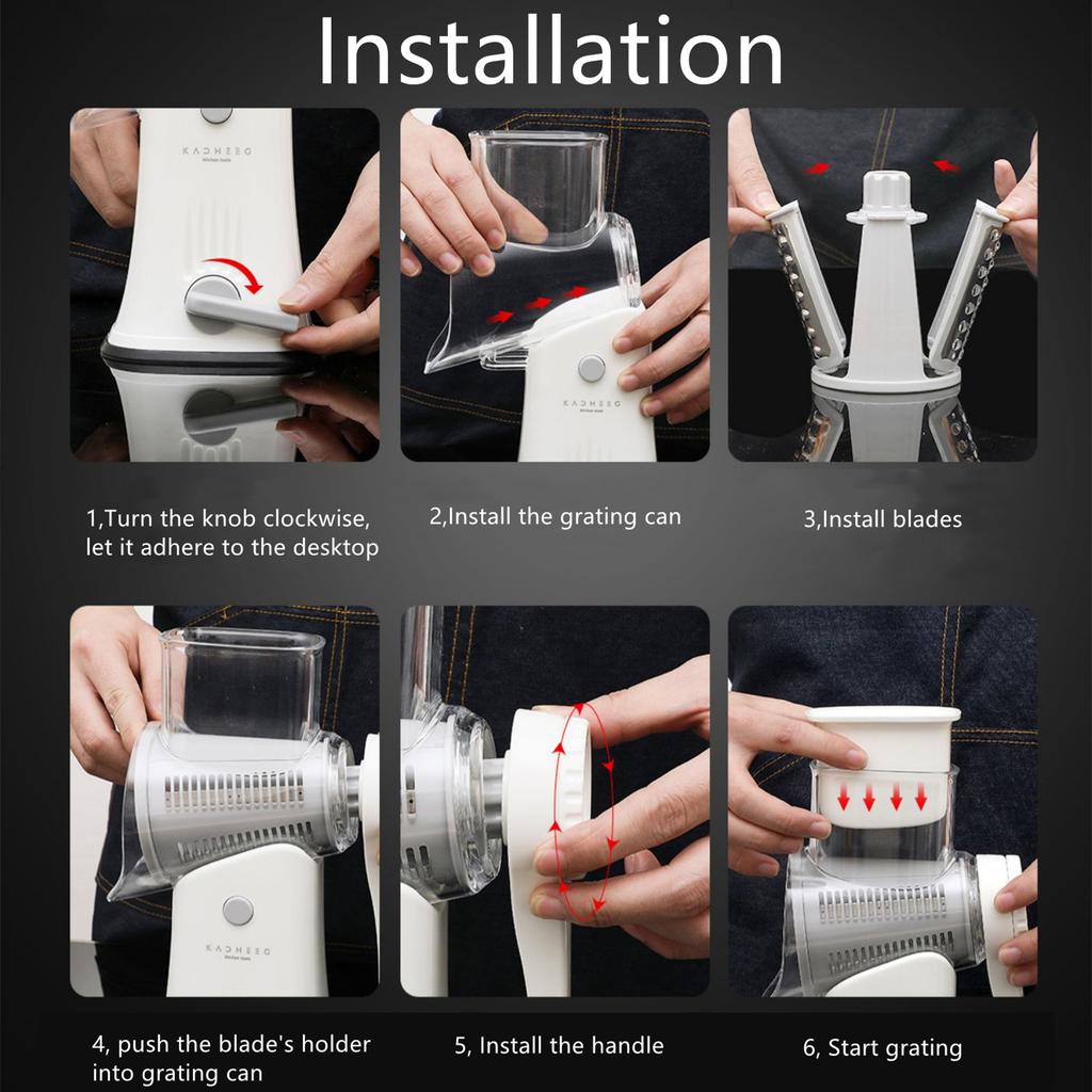 LFGB Certificated Manual Kitchen Vegetable Grater Quick Cutting Carrot Potato Onion Cucumber Slicer with Powerful Suction Cup