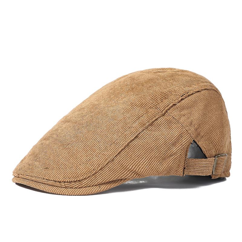 Corduroy Cap Men's Solid Color Retro Peaked Cap Winter Newsboy Caps for Men Thick Cap Old Man Cap Painters Hats
