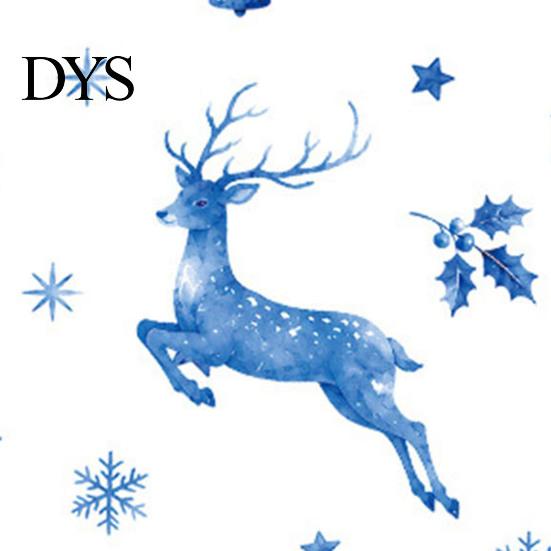 Blue Christmas Theme Party Supplies Watercolor Window Sticker, Non Adhesive Elk Snowflake Tree Removable PVC Holiday Decorations Wall Decal,