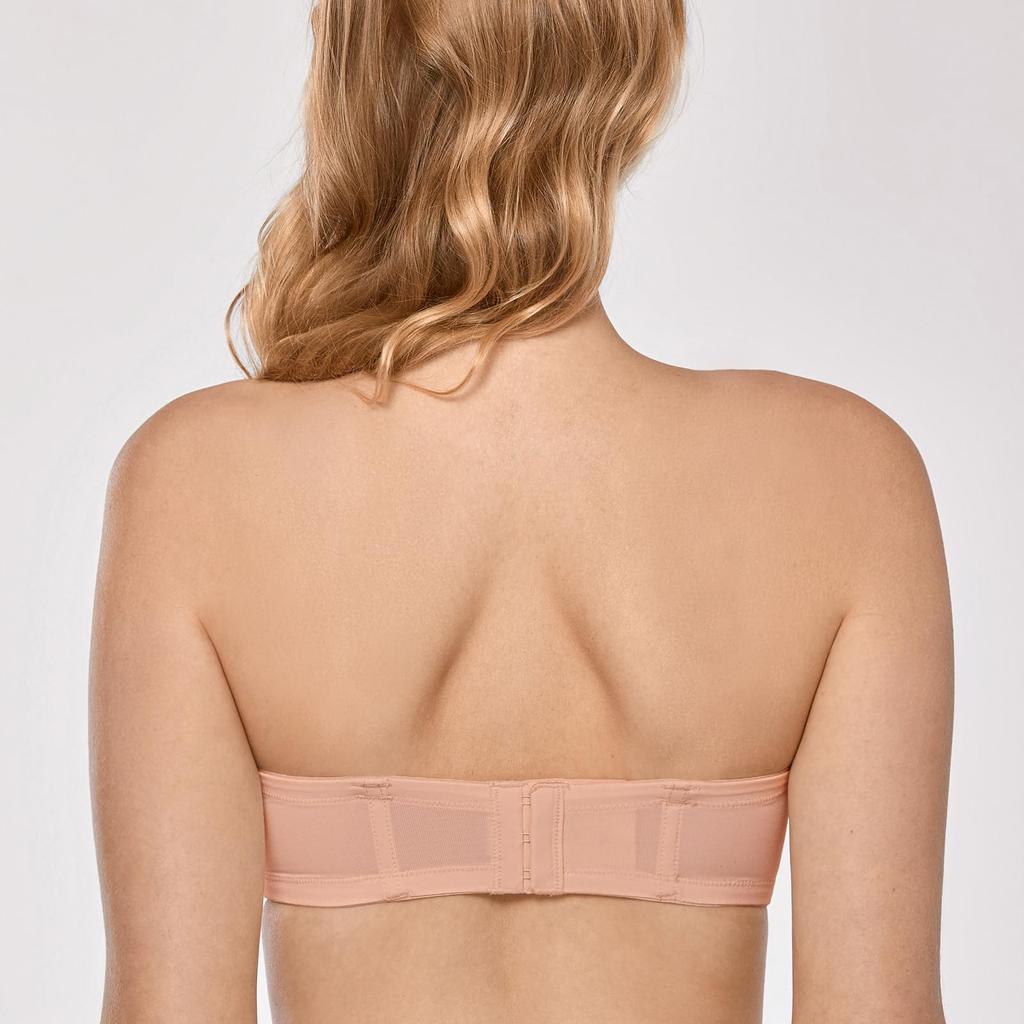 Sujetador sin tirantes para Copa Moldeada Talla Grande Completa sin Tirantes Cepillado G75 [DELIMIRA] Mujer, con Aros, Copa, Sujetador, Sujetador, Beige,