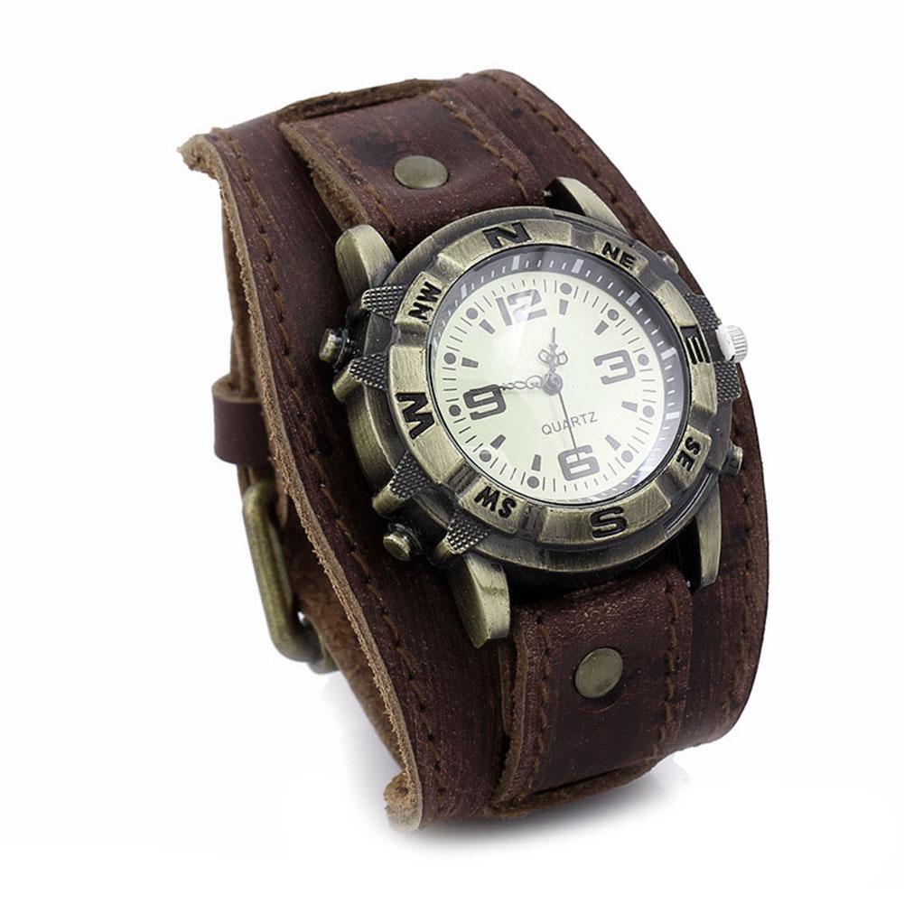 

Men Women Bracelet Watch Punk Vintage Cow Leahter Alloy Wristwatch Casual Watches Gift Gift Punk Vintage Cow Leahter Alloy