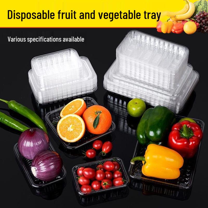 Transparent Disposable Fruit & Vegetable Tray - Fresh Food Packaging Box Without Lid
