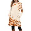 Women's Fashion Casual Long SleeveTunic Dress With Pockets Side Button Dress
