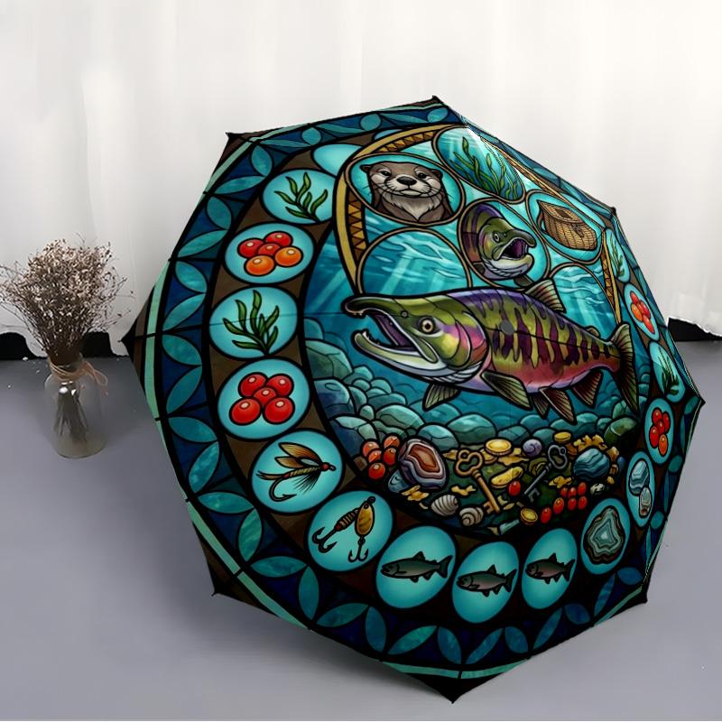 Festival Symbols pattern umbrella, portable and foldable design, 8 ribs, a casual accessory for Halloween, Christmas, and birthday gifts.
