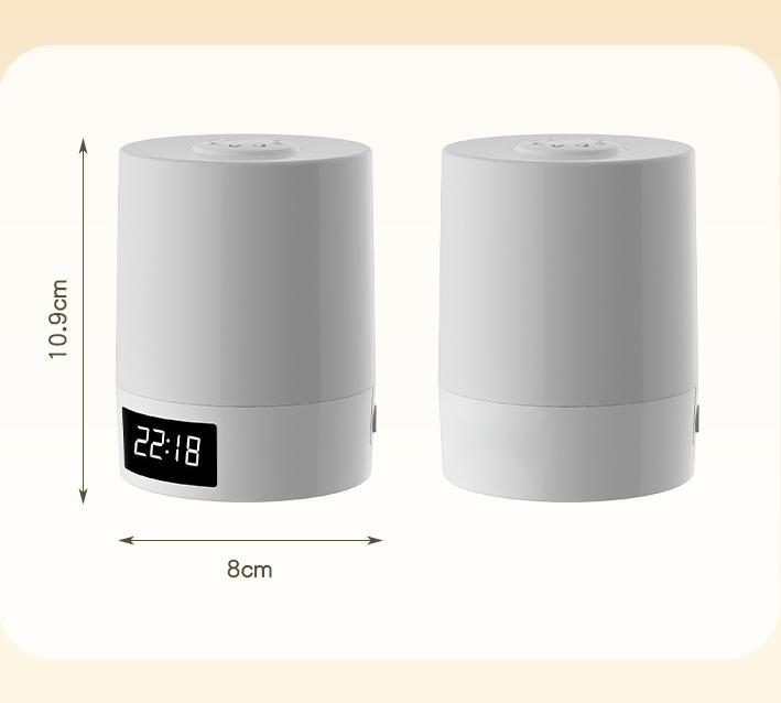 Night Light with Clock , Bedroom Bedside Lamp, Touch Baby Feeding and Eye Protection Sleep Light, Dimmable Charging Desk Lamp