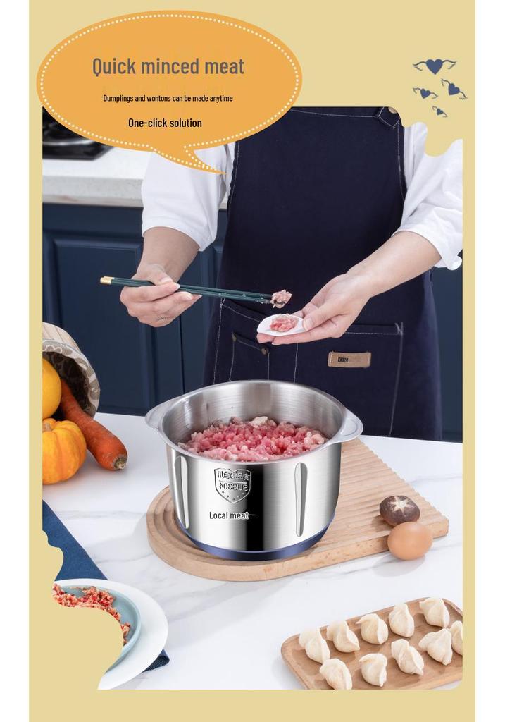 110V Stainless Steel Meat Grinder & Multifunctional 5L Food Processor: Mincer, Garlic Masher, Dough Kneader for Home Use