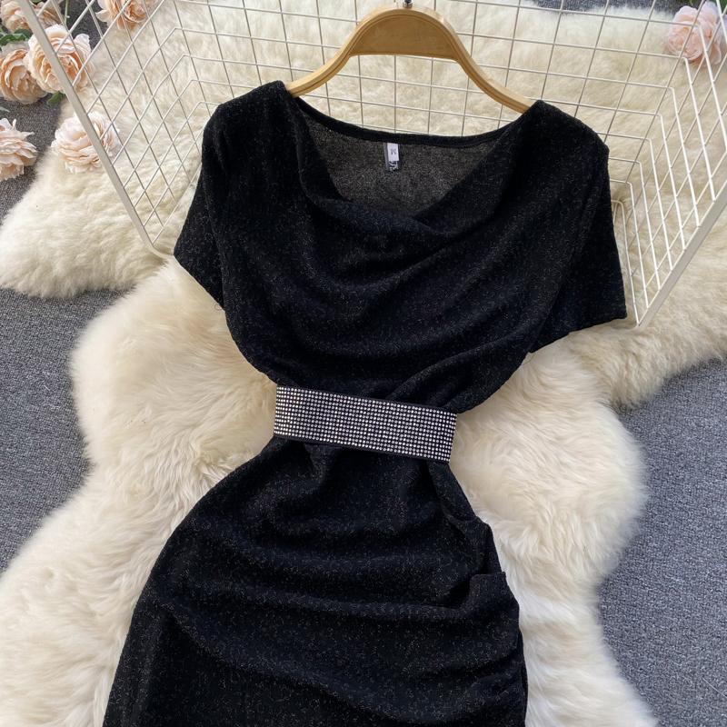 Cheap RUGOD Temperament Swing Collar Face Sequins Short-sleeved Slim ...