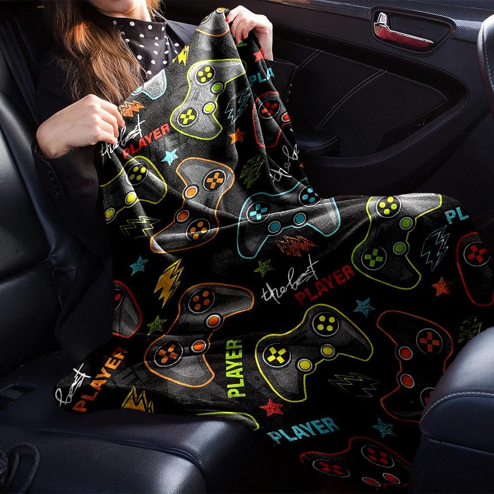 Game Controller Theme Printed Blanket - Perfect for Couch, Bed, Travel & Outdoor Use | Machine Washable, Cozy & Durable.