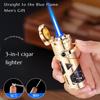 3-in-1 Multi-functional Cigar-specific Lighter When Used Moxibustion Directly Shoots Cigar Into Blue Flame Cigarette Accessories