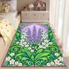 Lavender and Daisy Floral Carpet with Green Leaves, Purple Design Suitable for Use As an Anti-slip for Living Room Bedroom Sofas