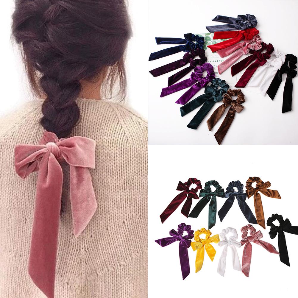 Ponytail Holder Ribbon Bows Elastic Hair Bands Velvet Scrunchies Hair Rope Ponytail Holder Ribbon Bows Elastic Hair Bands Velvet Scrunchies Hair Rope