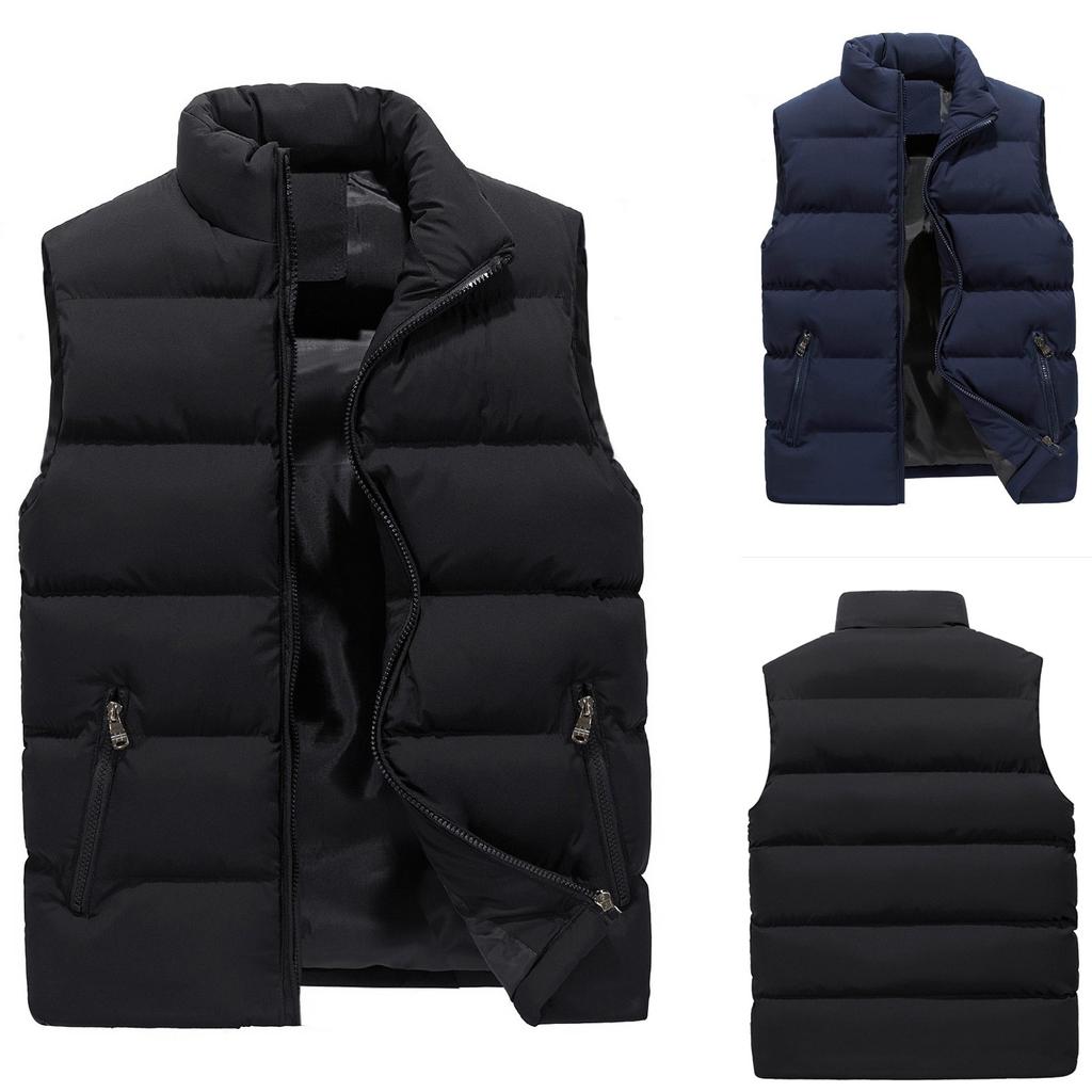 Men's /Winter Fashion Solid Colour Warm Down Cotton Zip Vest