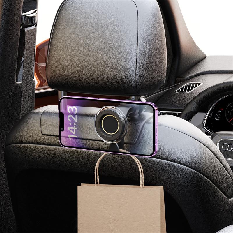 Magnetic Auto Headrest Phone Holder Magnet Adjustable Phone Holder Back Seat Phone Mount Quick Installation Car Accessories