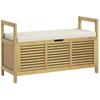 Shoe Rack With Storage Shoe Bench Soft Seat Bamboo 100x40x60 Cm