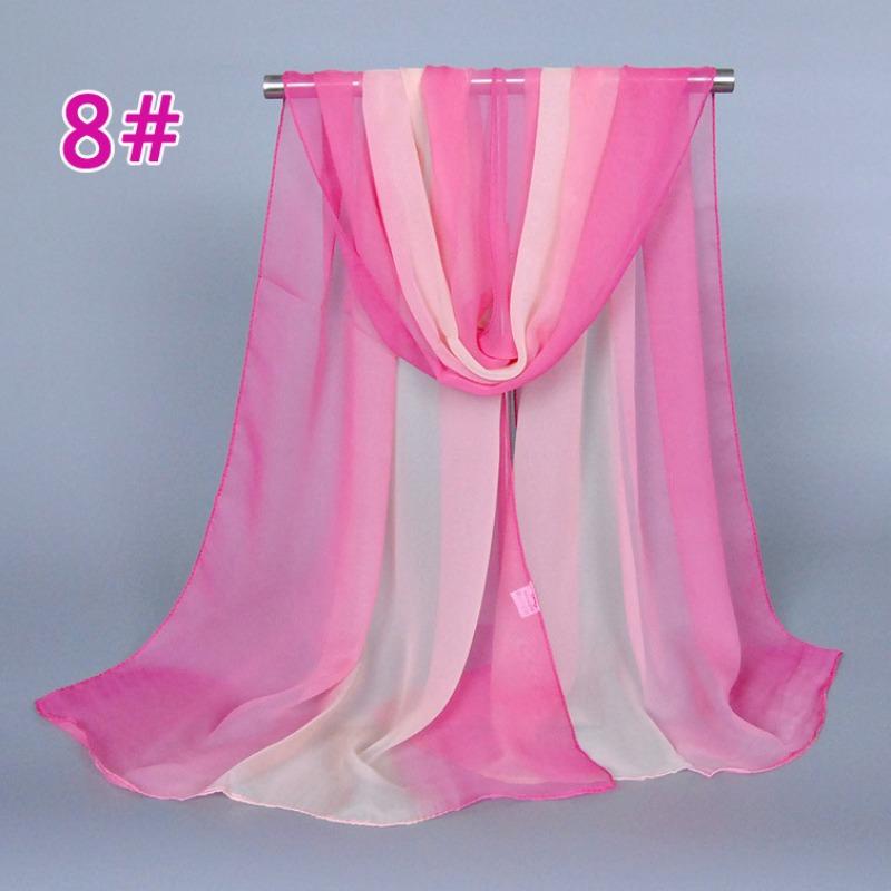 Supply imitation silk georgette silk scarf, popular bright and gradual change of color accessories scarf