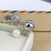 Female Wedding Trinket Adjustable Opening Exaggeration with Metal Balls Women Rings Simulated Pearl