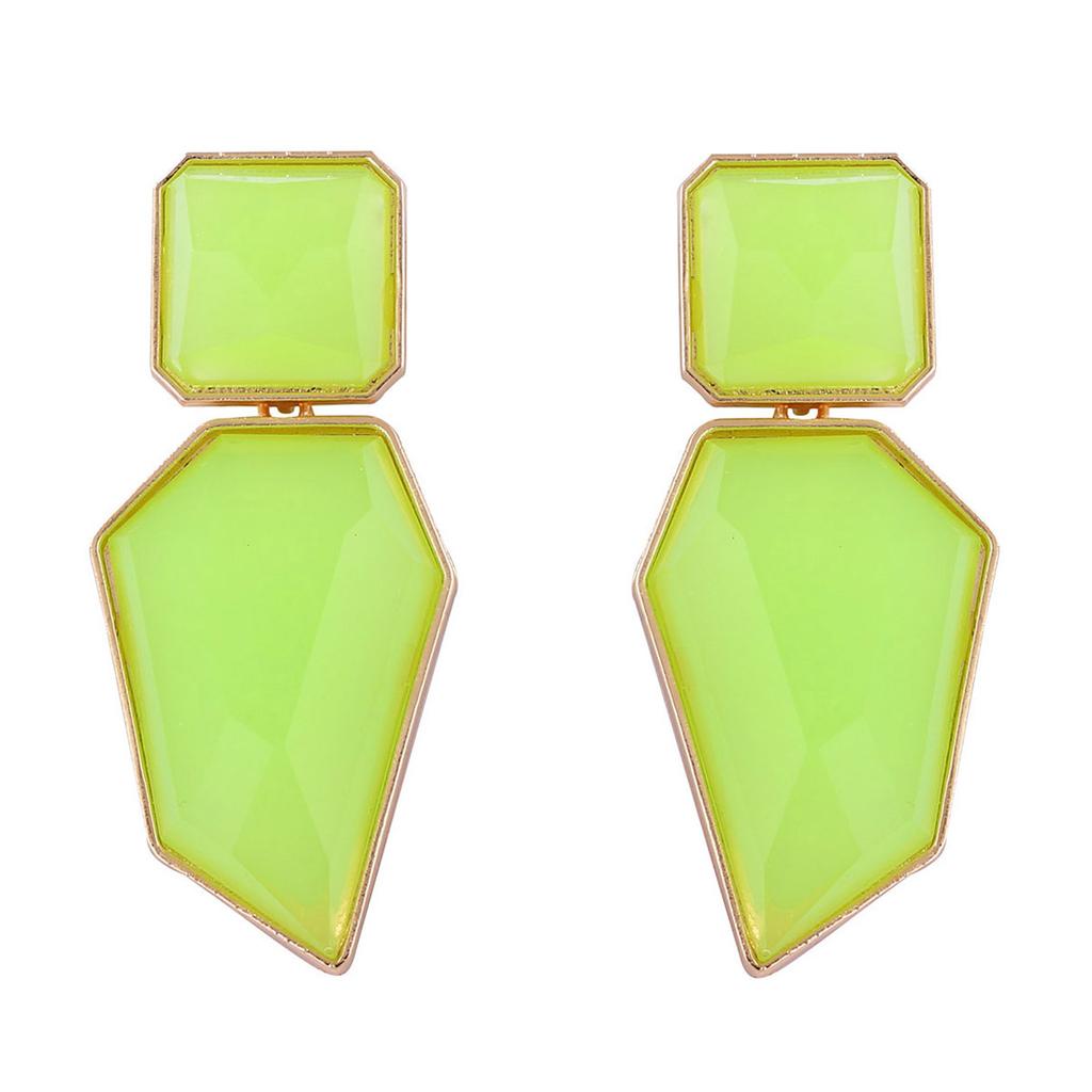 European and American Exaggerated Simple Fashion Alloy Geometric Color Resin Earrings Temperament Versatile Women's Earrings