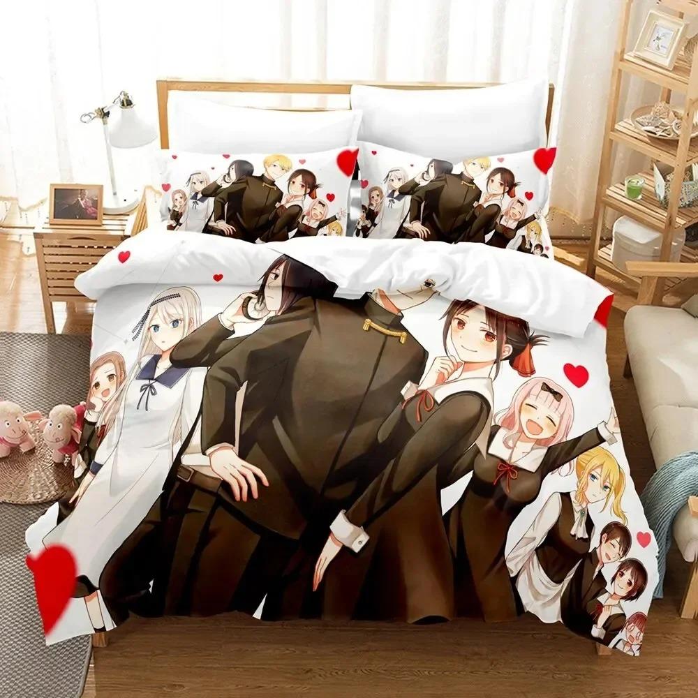 3D Print Anime Kaguya-sama Love is War Beding Set Bedrom Soft Modern Bedspreads Comefortable Soft with Soft Fabric Duvet Cover Quilt Pilowcase