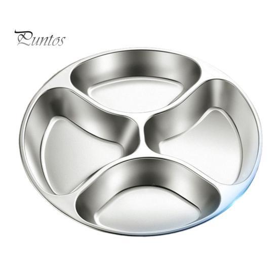 Stapelbare Meal Prep Schale Edelstahl geteilte Platte, 4-Fächer Metall Essensschale, Portionskontrolle rutschfeste Basis Schale Und Diätmanagement Trennwand für