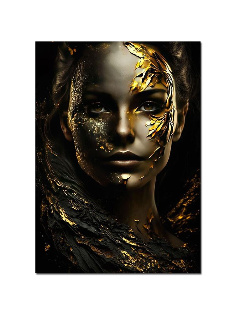 

Черное золото Африканская женщина Портрет Плакат Холст Картина Абстрактная Настенная Картина Для Современной Гостиной Украшения Дома 50x70cm No Frame