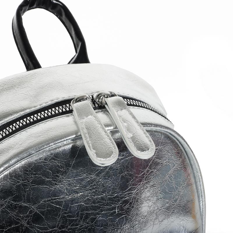 Silver Backpack Women PU Outdoor Backpack