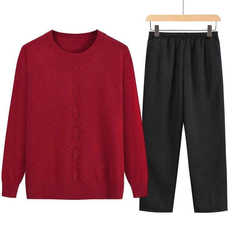 Women's Autumn/Winter Semi-High Neck Top: New Elastic Solid Color Sweater for Middle-Aged and Elderly