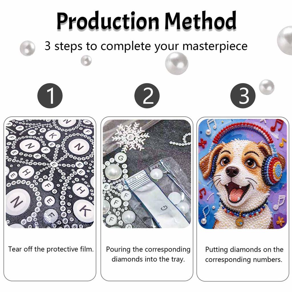 Pearl Painting 5D DIY Decorative Painting. Music Puppy Theme Cute Birthday Gift. Handmade Art Painting